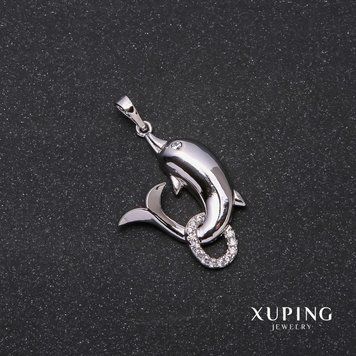 Кулон Xuping Дельфін 33х28х20мм родій 56073 фото