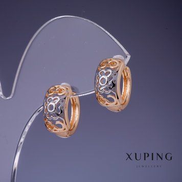 Знижка! Сережки Xuping 8х15мм "позолота 18К"родій 55370 фото