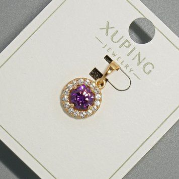 Кулон Xuping з фіолетовим кристалом та білими стразами d-10,5мм+ - L-18,5мм+- позолота 18К 57307 фото