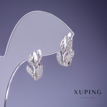 Сережки Xuping Листочки 14х10мм родій 55500 фото