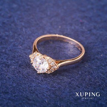 Знижка! Каблучка Xuping з білим каменем Позолота 18К р-р 16, 17 16747 фото