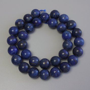 Намистини Лазурит гладка кулька d-12мм+- на нитці L-38см+- 71879 фото