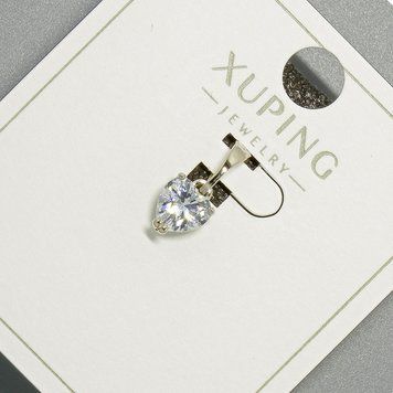 Кулон "Серце" Xuping з білим кристалом d-6мм+ - L-14мм+- родій 57300 фото