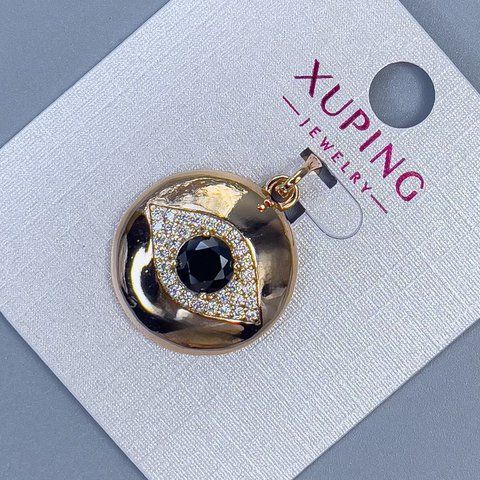 Кулок Xuping с белыми стразами и черным кристаллом d-19 s-5мм+- L-29мм+- позолота 56005 фото