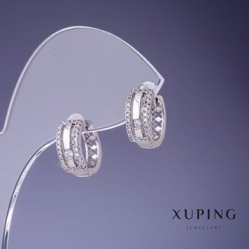 Знижка! Сережки Xuping 5х12мм родій 57021 фото
