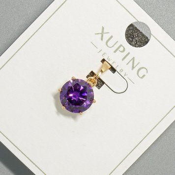 Кулон Xuping з фіолетовим кристалом d-9мм+ - L-17мм+- позолота 18К 57308 фото