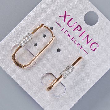 Сережки Xuping з білими стразами d-24х3,5мм+-, позолота 18К 55684 фото