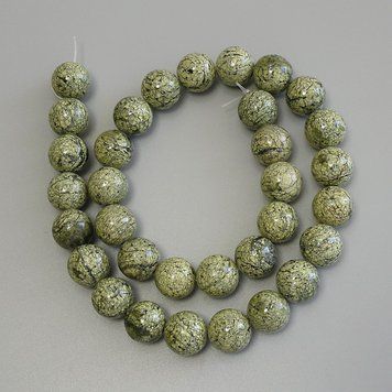 Намистини Змійовик прес гладка кулька 12мм +-L-39см+- на волосіні 73406 фото