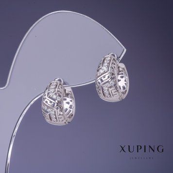 Знижка! Сережки Xuping 14х8мм родій 55781 фото